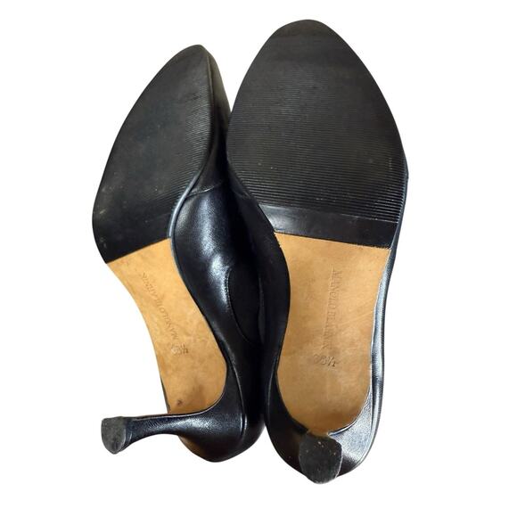 Manolo Blahnik Black Banded Leather Ankle Booties EU 36.5 Chic Band Detail - Picture 9 of 11